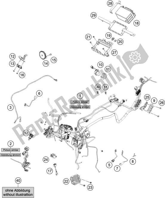 Alle onderdelen voor de Kabelboom van de KTM 390 Adventure,white-B. D. 2020