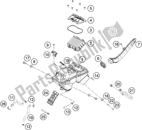 All parts for the Air Filter of the KTM 390 Adventure,white-B. D. 2021
