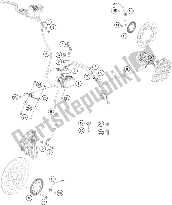 All parts for the Antiblock System Abs of the KTM 390 Adventure,white-B. D. 2021