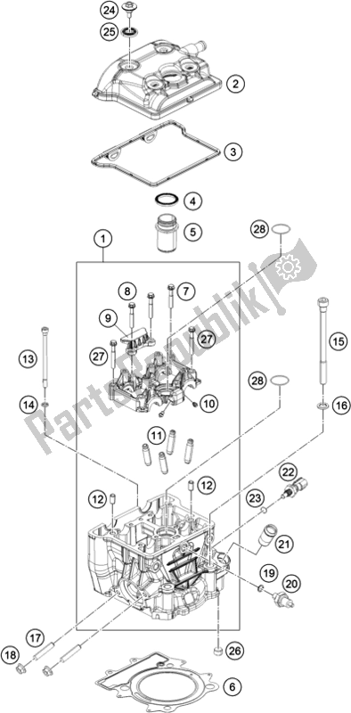 All parts for the Cylinder Head of the KTM 390 Adventure,white-B. D. 2021