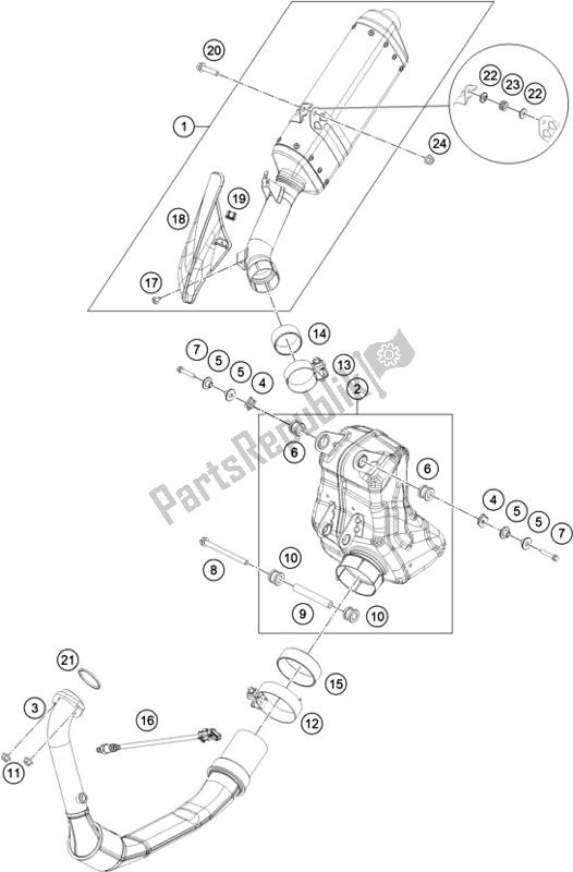 Toutes les pièces pour le Système D'échappement du KTM 390 Adventure,white-B. D. 2021