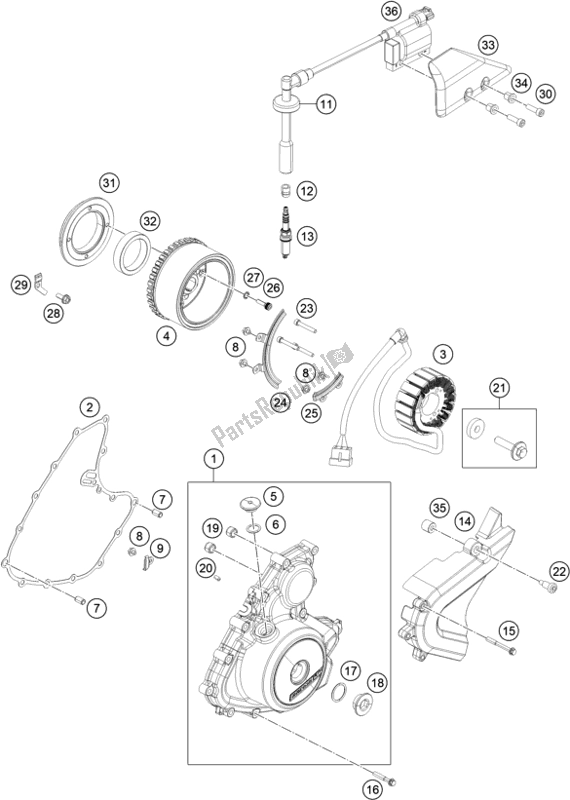 All parts for the Ignition System of the KTM 390 Adventure,white-B. D. 2021