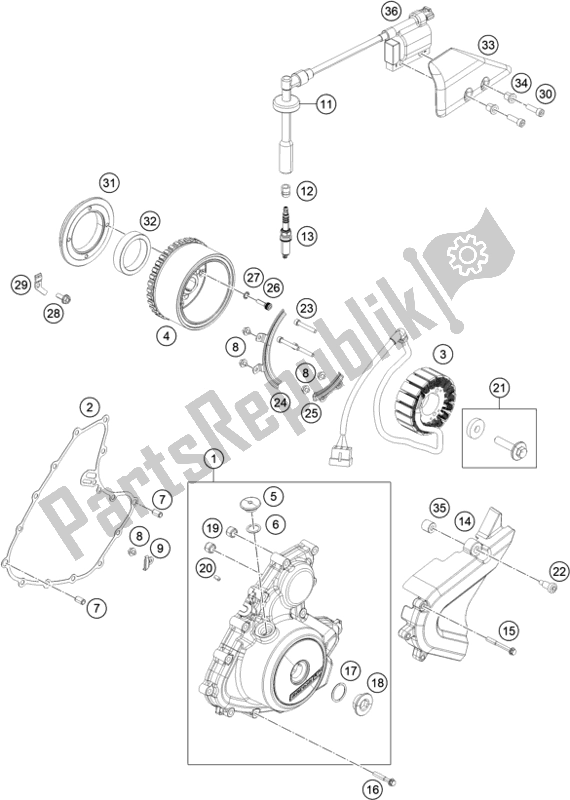 All parts for the Ignition System of the KTM 390 Adventure,white-B. D. 2021