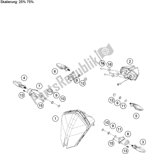 All parts for the Lighting System of the KTM 390 Adventure,white-B. D. 2021