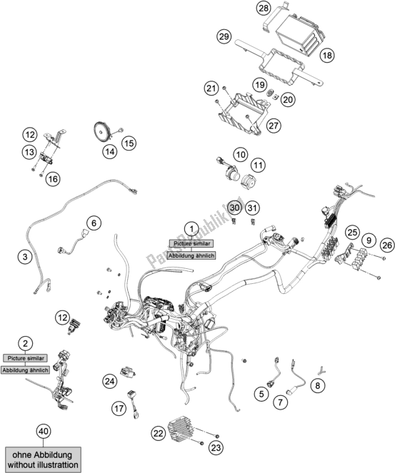 All parts for the Wiring Harness of the KTM 390 Adventure,white-B. D. 2021