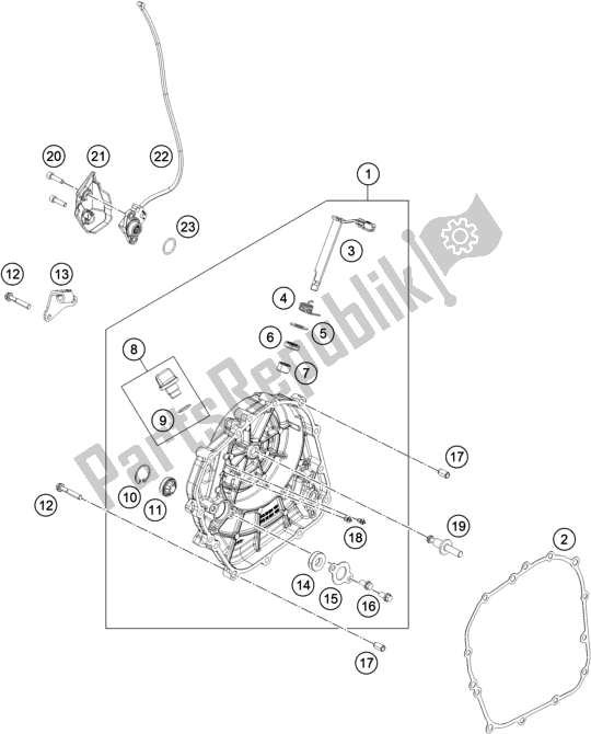 Todas as partes de Tampa Da Embreagem do KTM 390 Adventure,white-B. D. EU 2020