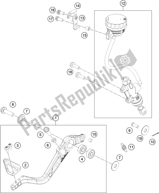 All parts for the Rear Brake Control of the KTM 390 Adventure,white-B. D. EU 2020