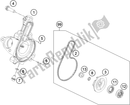 Alle onderdelen voor de Waterpomp van de KTM 390 Adventure,white-B. D. EU 2020