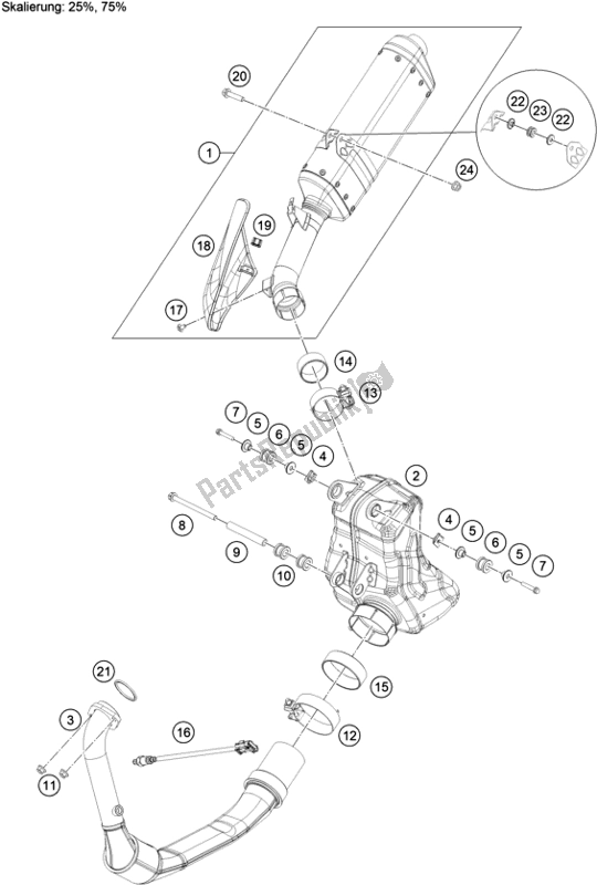 Todas as partes de Sistema De Exaustão do KTM 390 Adventure,white EU 2020