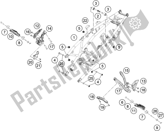 Wszystkie części do Rama Pomocnicza KTM 390 Adventure,white EU 2020