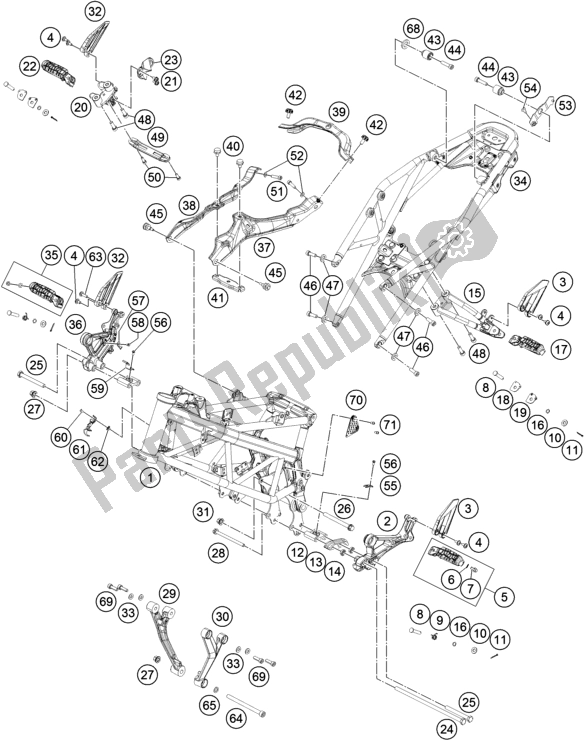 Alle onderdelen voor de Kader van de KTM 390 Duke,orange-B. D. 2018