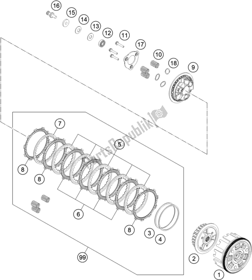 Todas las partes para Embrague de KTM 390 Duke,orange,-B. D. 2019
