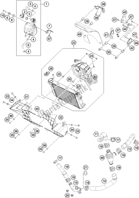 Tutte le parti per il Sistema Di Raffreddamento del KTM 390 Duke,orange,-B. D. 2019