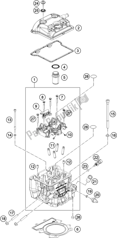 Todas as partes de Cabeça De Cilindro do KTM 390 Duke,orange,-B. D. 2019