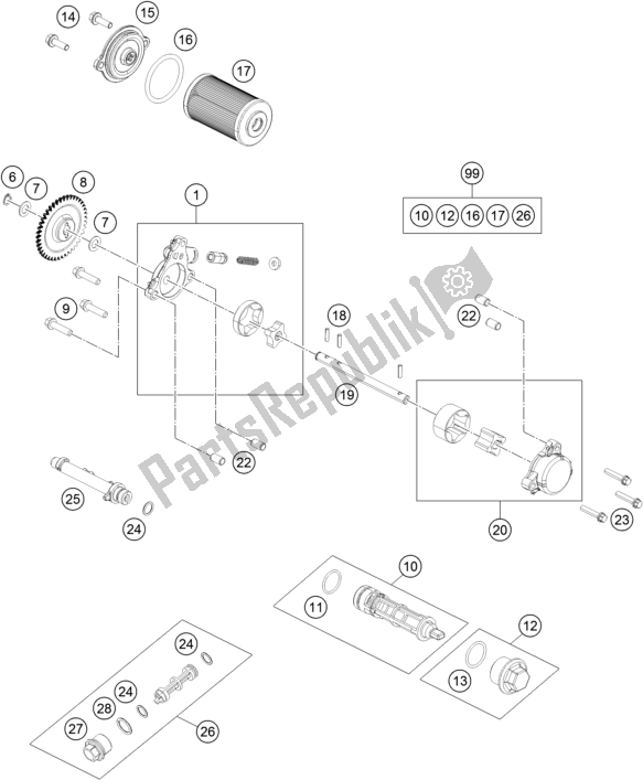 Tutte le parti per il Sistema Di Lubrificazione del KTM 390 Duke,orange,-B. D. 2019