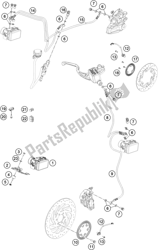All parts for the Antiblock System Abs of the KTM 390 Duke,orange-B. D. 2020