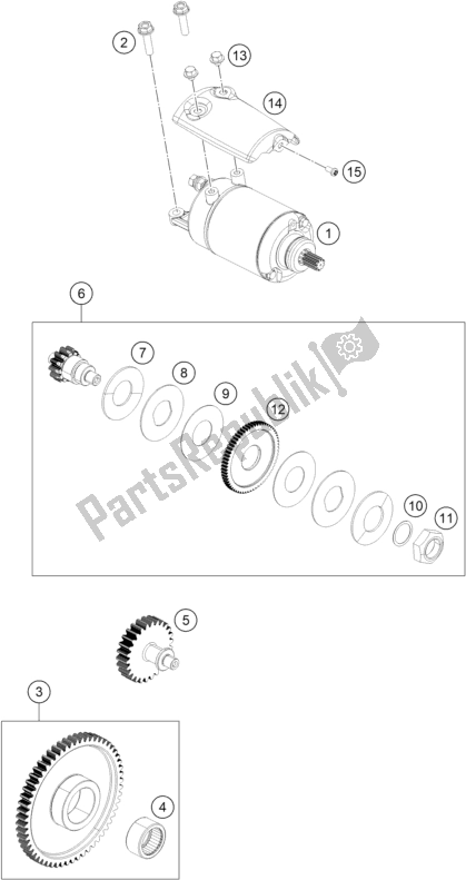 All parts for the Electric Starter of the KTM 390 Duke,orange-B. D. 2020