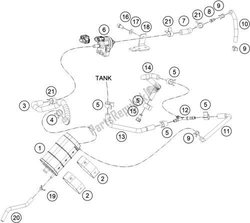 Todas las partes para Recipiente Evaporativo de KTM 390 Duke,orange-B. D. 2020