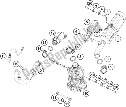 All parts for the Exhaust System of the KTM 390 Duke,orange-B. D. 2020