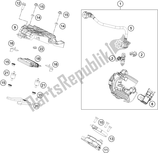 Wszystkie części do Korpus Przepustnicy KTM 390 Duke,orange-B. D. 2020