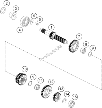 All parts for the Transmission I - Main Shaft of the KTM 390 Duke,orange-B. D. 2020