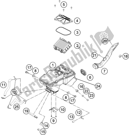 All parts for the Air Filter of the KTM 390 Duke,orange-CKD 17 2017