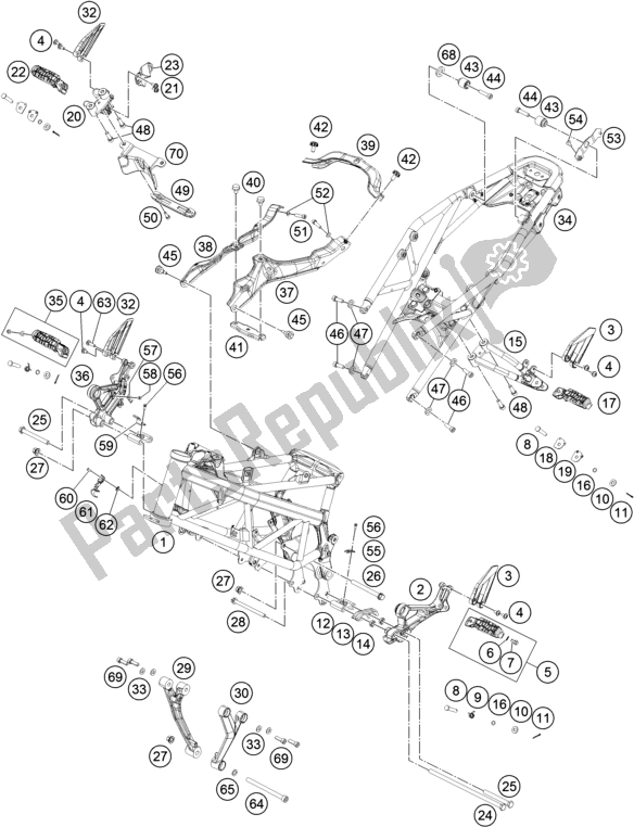 Todas as partes de Quadro, Armação do KTM 390 Duke,orange-CKD 17 2017