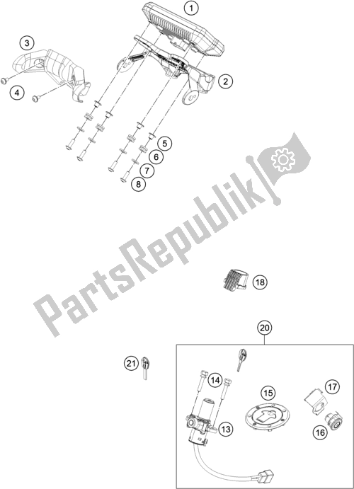 Wszystkie części do Instrumenty / System Zamków KTM 390 Duke,orange-CKD 17 2017