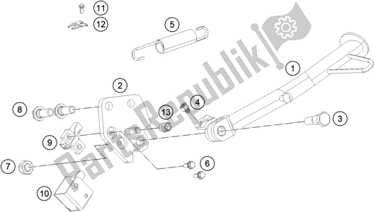 All parts for the Side / Center Stand of the KTM 390 Duke,orange-CKD 17 2017