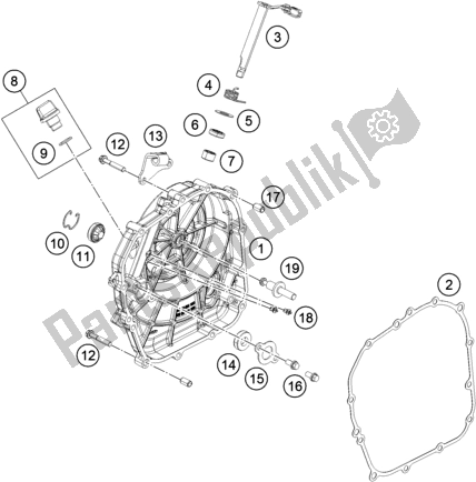 All parts for the Clutch Cover of the KTM 390 Duke Orange B. D. 17 2017