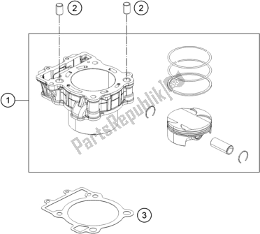 All parts for the Cylinder of the KTM 390 Duke Orange B. D. 17 2017