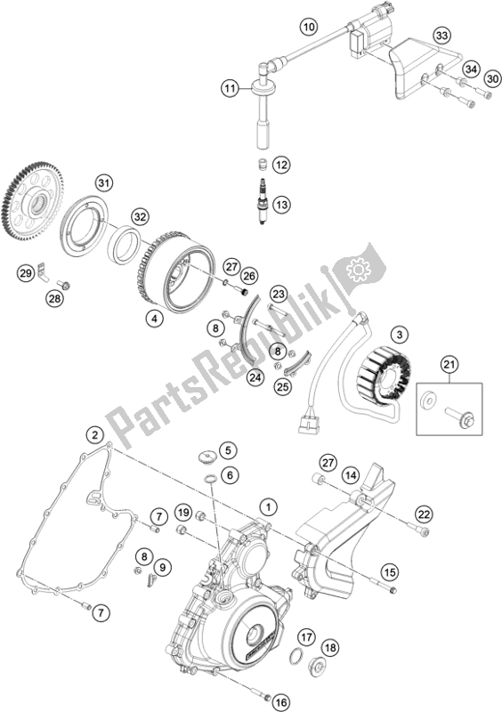 All parts for the Ignition System of the KTM 390 Duke Orange B. D. 17 2017