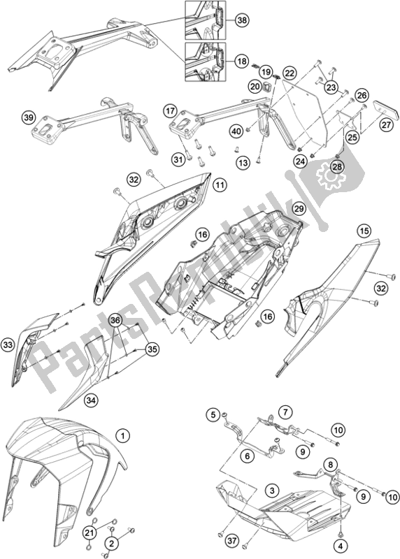 Toutes les pièces pour le Masque, Ailes du KTM 390 Duke,silver-B. D. 2021