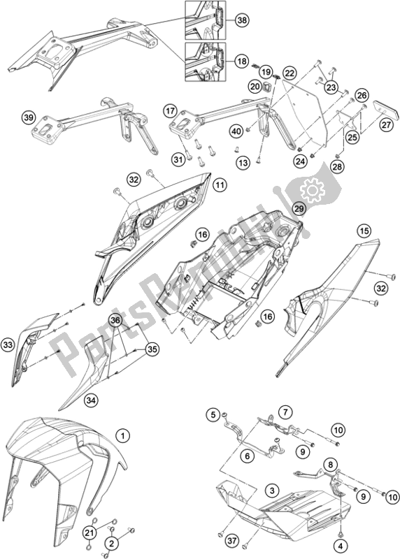 Toutes les pièces pour le Masque, Ailes du KTM 390 Duke,silver-B. D. 2021