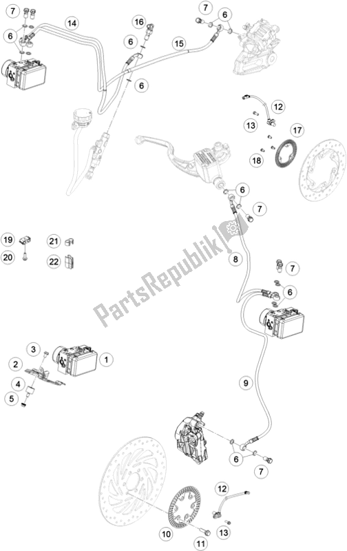 Todas las partes para Sistema Antibloqueo Abs de KTM 390 Duke,white-B. D. 2018