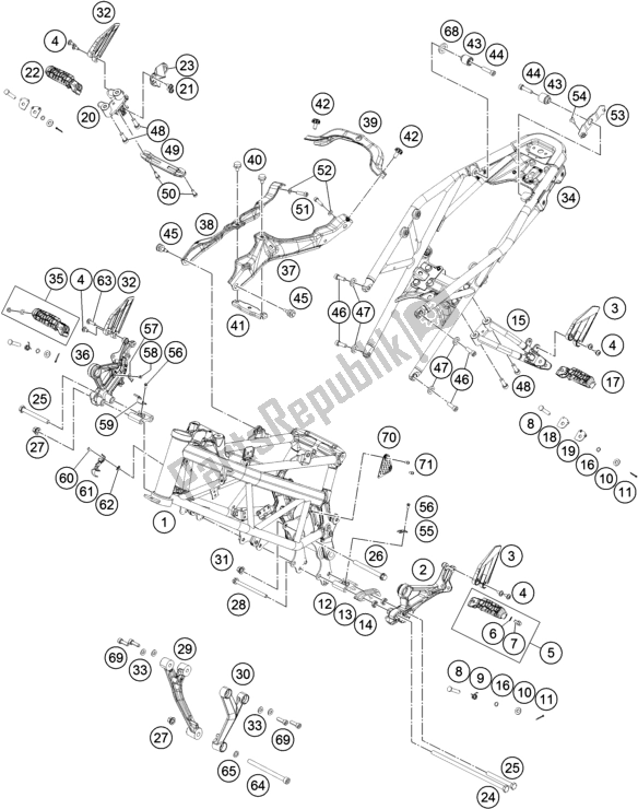 All parts for the Frame of the KTM 390 Duke,white-B. D. 2018