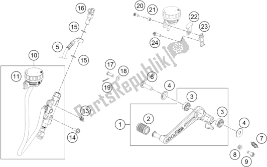 Tutte le parti per il Controllo Del Freno Posteriore del KTM 390 Duke,white-B. D. 2018