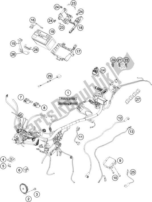 All parts for the Wiring Harness of the KTM 390 Duke,white-B. D. 2018