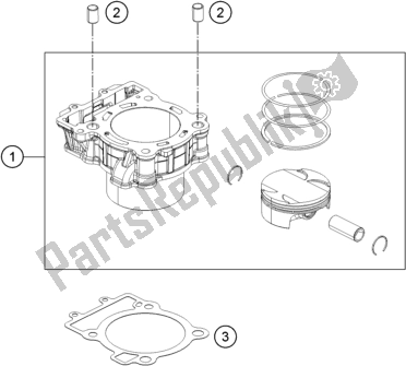 All parts for the Cylinder of the KTM 390 Duke,white,-B. D. 2019