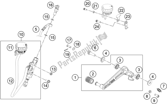 Toutes les pièces pour le Commande De Frein Arrière du KTM 390 Duke,white,-B. D. 2019