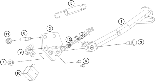 Todas las partes para Soporte Lateral / Central de KTM 390 Duke,white,-B. D. 2019