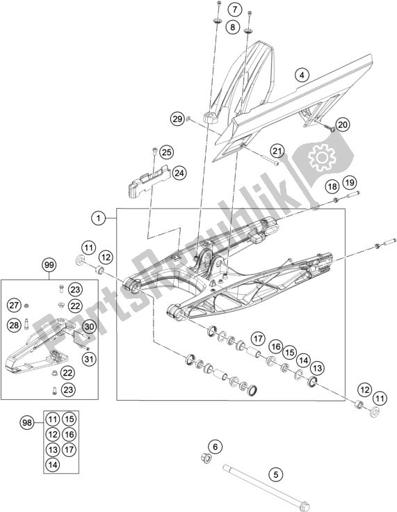 Wszystkie części do Rami? Wahad? Owe KTM 390 Duke,white,-B. D. 2019