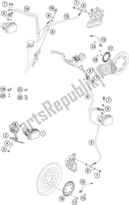 All parts for the Antiblock System Abs of the KTM 390 Duke,white-B. D. 2020