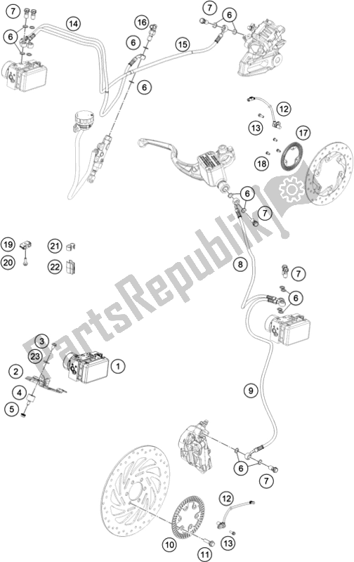 Alle onderdelen voor de Antiblokkeersysteem Abs van de KTM 390 Duke,white-B. D. 2020