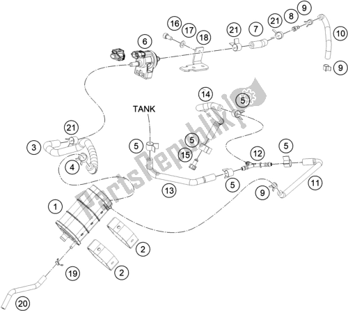Toutes les pièces pour le Cartouche évaporative du KTM 390 Duke,white-B. D. 2020