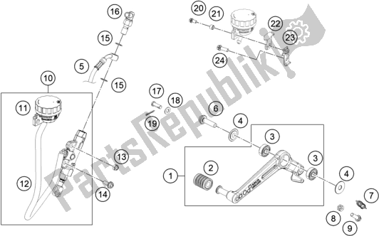 Alle onderdelen voor de Achterremcontrole van de KTM 390 Duke,white-B. D. 2020