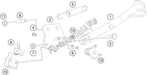 Todas las partes para Soporte Lateral / Central de KTM 390 Duke,white-B. D. 2020