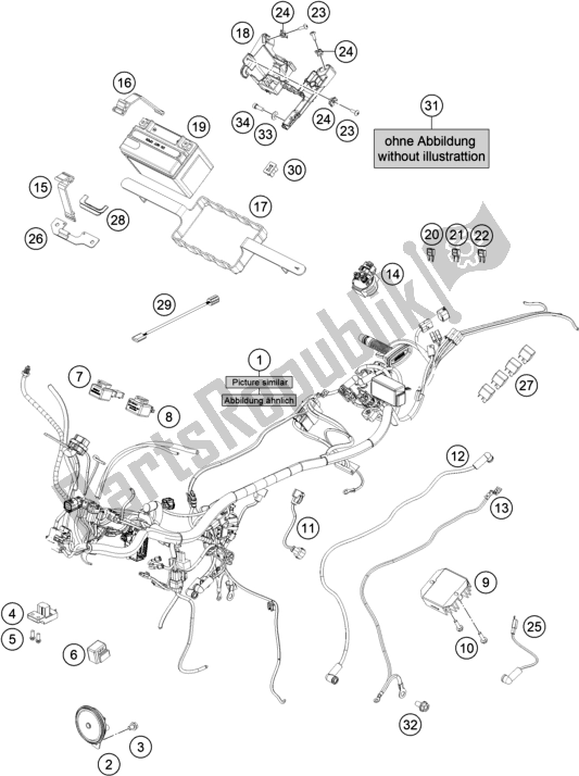 Tutte le parti per il Cablaggio Elettrico del KTM 390 Duke,white-B. D. 2020