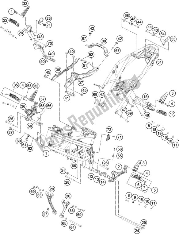 Todas las partes para Marco de KTM 390 Duke,white-B. D. 2021