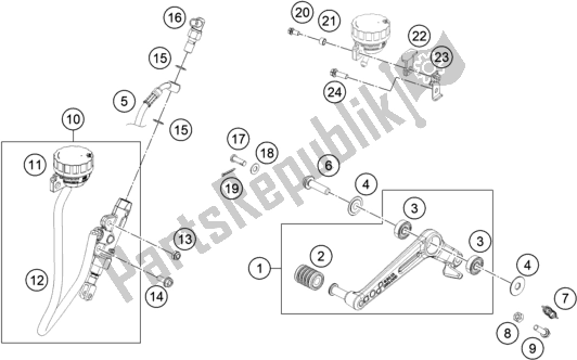 All parts for the Rear Brake Control of the KTM 390 Duke,white-B. D. 2021